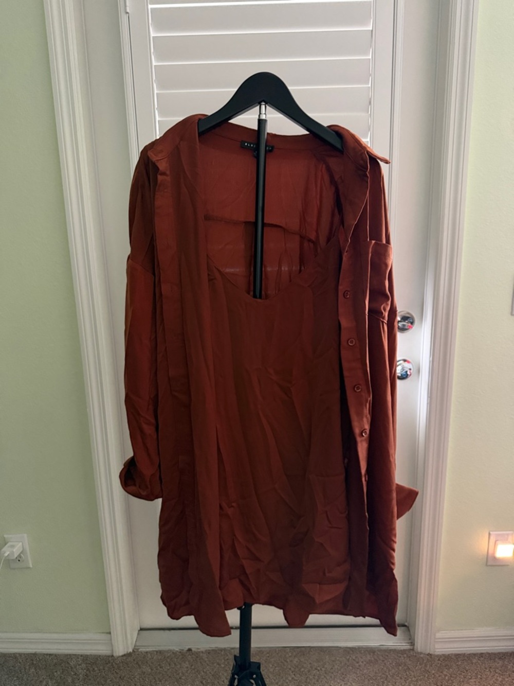Rust Women's spaghetti strap dress with Long Jacket - Unbranded